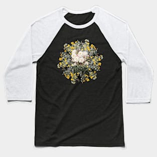 Vintage Noisette Roses Flower Wreath Baseball T-Shirt